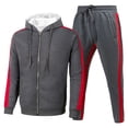 thumbnail image 1 of JAJAHO Men's Hooded Athletic Tracksuit Sweatsuit Long Sleeve Full-Zip Jacket Jogging Sweatpants 2 Piece Striped Sport Stylish Outfit, 1 of 3