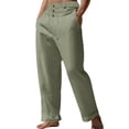 thumbnail image 1 of JAJAHO Men's Linen Straight Leg Casual Beach Pants Joggers Drawstring Elastic Waist Solid Color Summer Breathable Loungewear Bottoms Comfortable Trousers, 1 of 8