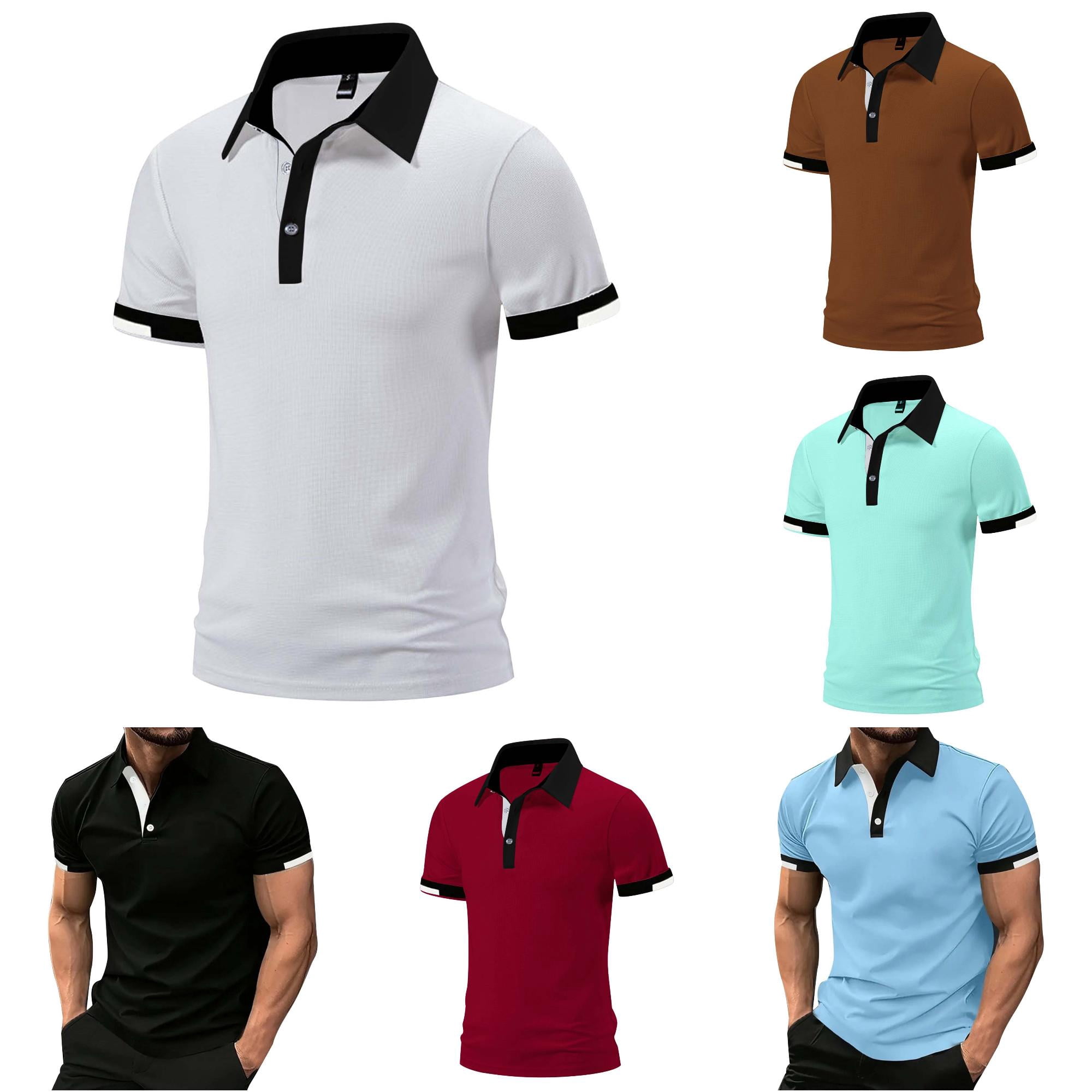 JAJAHO Men's Polo Shirts Short Sleeve Color Block Regular Fit