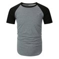thumbnail image 1 of JAJAHO Men's Running Shirts Raglan Short Sleeve Fitness Stretchy Sports Top Color Block Crew Neck Base Layer T Shirt Summer Workout Gym Leisure Tops, 1 of 6