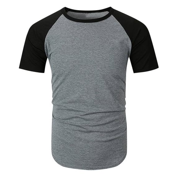 JAJAHO Men's Running Shirts Raglan Short Sleeve Fitness Stretchy Sports Top Color Block Crew Neck Base Layer T Shirt Summer Workout Gym Leisure Tops