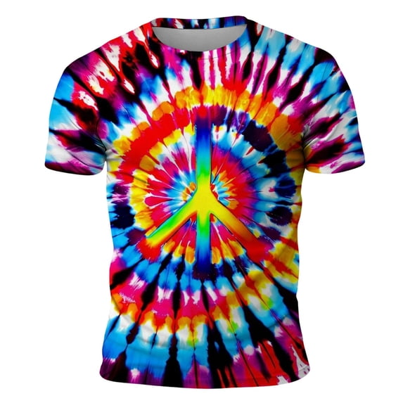 JAJAHO Men's Short Sleeve T Shirt Tie Dye Crew Neck Comfortable Breathable Graphic Tee Casual Daily Wear Summer Outfits Trendy Tops