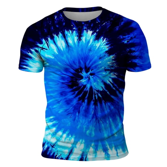 JAJAHO Men's Short Sleeve T Shirt Tie Dye Crew Neck Comfortable Breathable Graphic Tee Casual Daily Wear Summer Outfits Trendy Tops