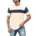 thumbnail image 1 of JAJAHO Men's Short Sleeve T Shirt Waffle Summer Top Color Block Crew Neck Pullover Sports Casual Top Loose Fit Graphic Tee Stylish Tops, 1 of 4