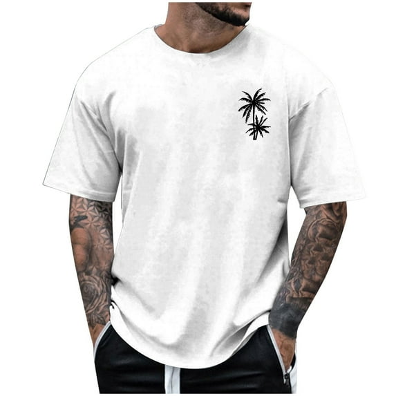 JAJAHO Men's Short Sleeve T Shirts Hawaiian Shirts For Men Summer Beach Vacation Clothes Tropical Printed Loose Fit Graphic Tee Stylish Tops