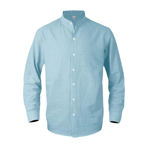JAJAHO Men's Striped Stand Collar Shirts Button Up Shirt Long Sleeve Regular Fit Business Casual Wear Lightweight Fall Spring Versatile Tops