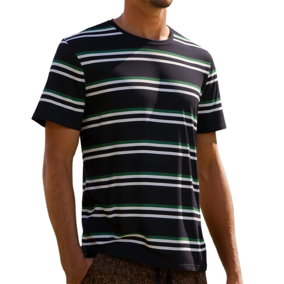 JAJAHO Men's T Shirt Summer Top Striped Short Sleeve Crewneck Loose Fit Soft Comfortable Tee Shirts Casual Daily Wear Versatile Tops