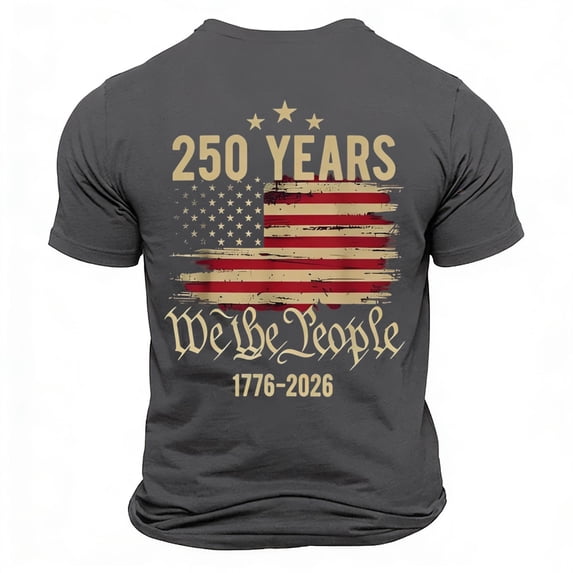 JAJAHO Men's US National Flag T Shirt 4Th Of July Shirts Short Sleeve Crew Neck Loose Fit 1776-2026 Graphic Tee Leisure Tops