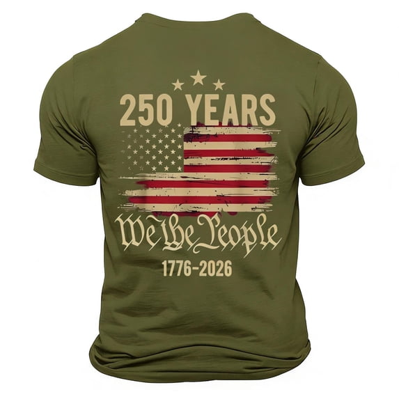 JAJAHO Men's US National Flag T Shirt 4Th Of July Shirts Short Sleeve Crew Neck Loose Fit 1776-2026 Graphic Tee Trendy Tops