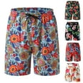 thumbnail image 1 of JAJAHO Mens Beach Shorts Summer Hawaiian Outfits Tropical Floral Print Loose Fit Drawstring Shorts Trendy Bottoms, 1 of 6