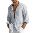 thumbnail image 1 of JAJAHO Mens Button Up Dress Shirts Striped Casual Beach Shirt Long Sleeve Lightweight Collared Summer Spring Formal Business Wear Stylish Tops, 1 of 4