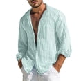 thumbnail image 1 of JAJAHO Mens Button Up Dress Shirts Striped Casual Beach Shirt Long Sleeve Lightweight Collared Summer Spring Formal Business Wear Trendy Tops, 1 of 4