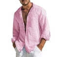 thumbnail image 1 of JAJAHO Mens Button Up Dress Shirts Striped Casual Beach Shirt Long Sleeve Lightweight Collared Summer Spring Formal Business Wear Versatile Tops, 1 of 4