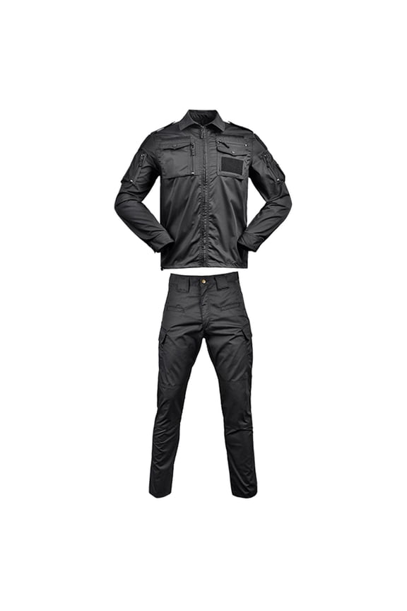 Mens Camo 2 Piece Outfits Outdoor Sports Long Sleeve Button Up Lapel Shirts Flat Front Cargo Pants Set Multiple Pockets Trendy Outfit