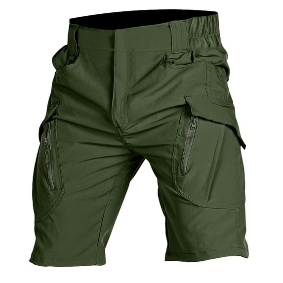 JAJAHO Mens Cargo Shorts Casual Outdoor Lightweight Semi Elastic Waist Stretch Work Shorts With Zipper Pockets Fishing Versatile Bottoms