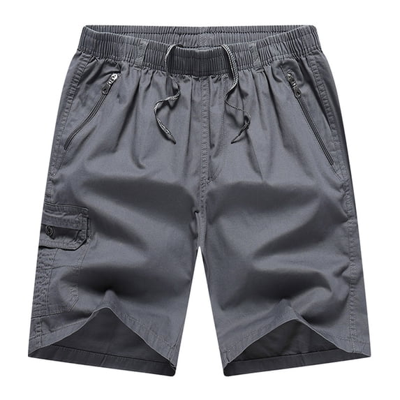JAJAHO Mens Cargo Shorts Outdoor Sports Casual Drawstring Waist Loose Fit Lightweight Workwear Shorts With Zipper Pockets Trendy Bottoms