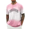 thumbnail image 1 of JAJAHO Mens Crew Neck T Shirts Letter Graphic Raglan Short Sleeve Gradient Breathable Casual Loose Fit Tee Soft Daily Wear Summer Stylish Tops, 1 of 4