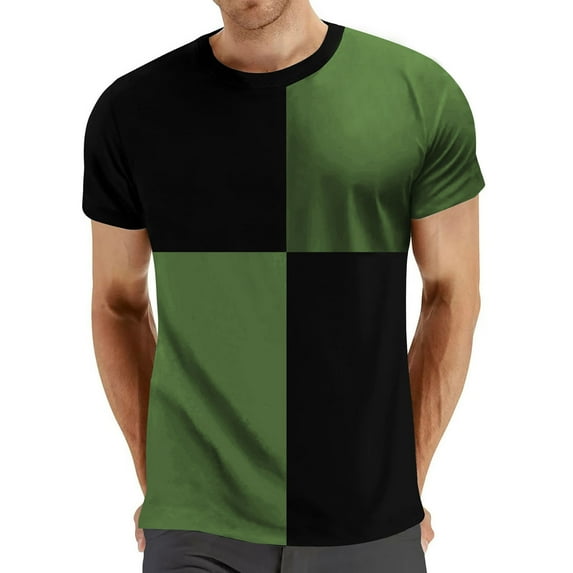 JAJAHO Mens Crewneck T Shirts Lightweight Short Sleeve Color Block Loose Fit Tees Casual Streetwear Summer Versatile Tops