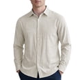 thumbnail image 1 of JAJAHO Mens Dress Shirts Textured Linen Long Sleeve Business Casual Button Down Collared Shirt Formal Wedding Wear Classic Tops, 1 of 4