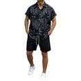 thumbnail image 1 of JAJAHO Mens Hawaii Lightweight Casual 2 Piece Outfits Short Sleeve Button Down Collared Shirt And Shorts Set Summer Beach Vacation Versatile Outfit, 1 of 8