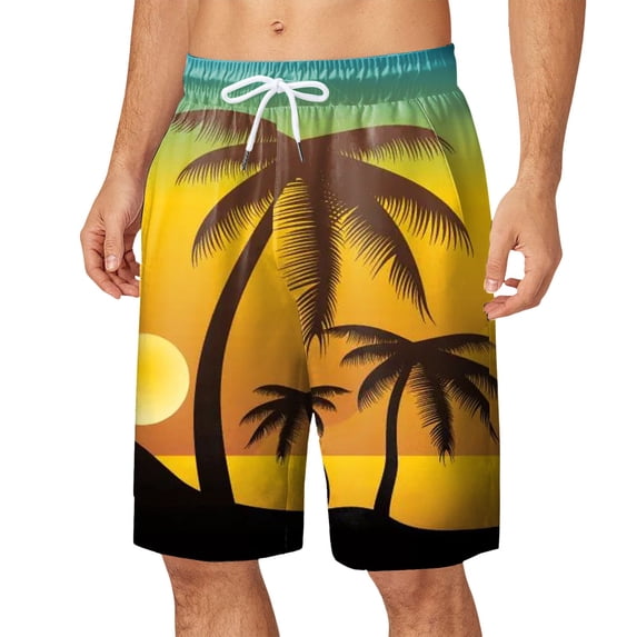 JAJAHO Mens Hawaiian Shorts Summer Beach Vacation Clothes Tropical Print Loose Fit Drawstring Shorts Comfy Bottoms