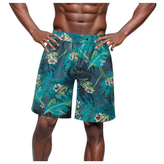 JAJAHO Mens Hawaiian Summer Shorts Tropical Print Casual Drawstring Beach Surf Quick Drying Shorts Versatile Bottoms