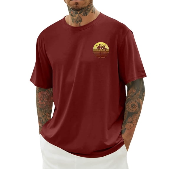 JAJAHO Mens Hawaiian T Shirt Summer Short Sleeve Casual Tropical Graphic Tee Loose Fit Crew Neck Vacation Shirts Trendy Tops