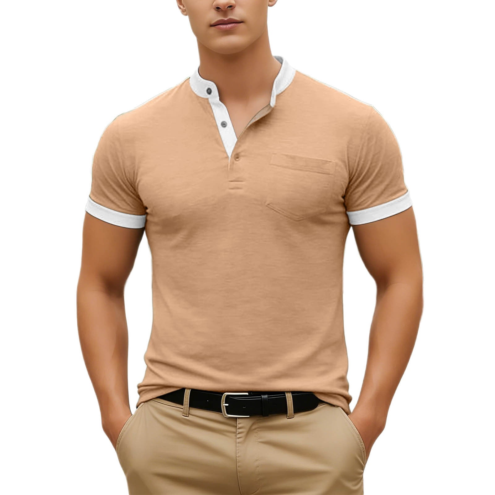 JAJAHO Mens Henley Short Sleeve T Shirt Summer Regular Fit Casual ...