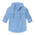 thumbnail image 1 of JAJAHO Mens Hooded T Shirt Long Sleeve Lightweight Linen Solid Color Pocket Beach Shirts Casual Drawstring Loose Fit Classic Tops, 1 of 6