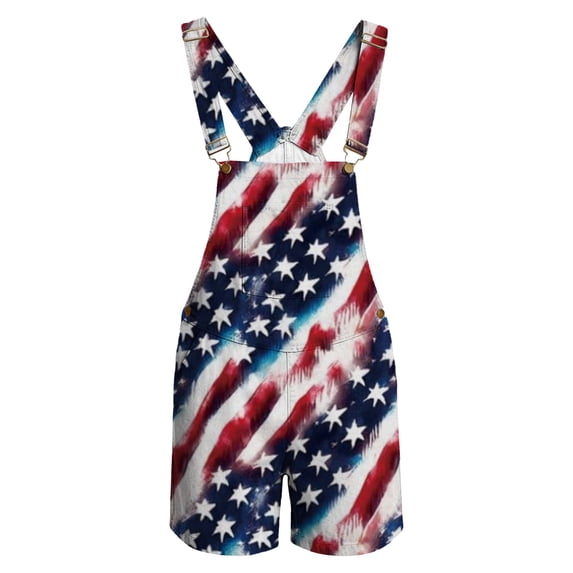 JAJAHO Mens Independence Day Overall Shorts Adjustable Straps Rompers 250 Years Anniversary USA Independence Day Bib Shorts