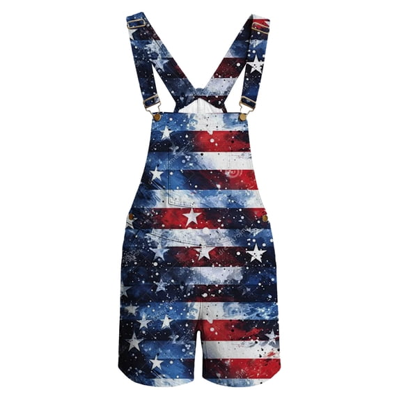 JAJAHO Mens Independence Day Overall Shorts Adjustable Straps Rompers 250 Years Anniversary USA Independence Day Bib Shorts