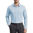 thumbnail image 1 of JAJAHO Mens Jacquard Dress Shirts Long Sleeve Business Casual Button Down Collared Regular Fit Wedding Shirts Trendy Tops, 1 of 4