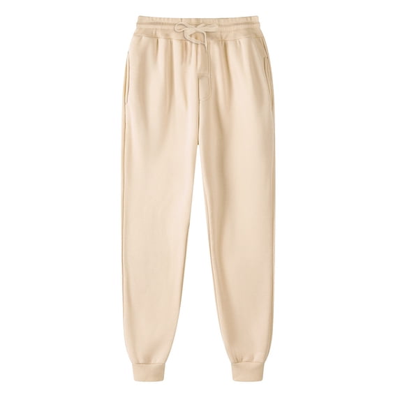 JAJAHO Mens Joggers Sweatpants Fuzzy Lining Casual Insulated Solid Color Track Workout Ankle-Tied Pants With Pocket Stylish Trousers