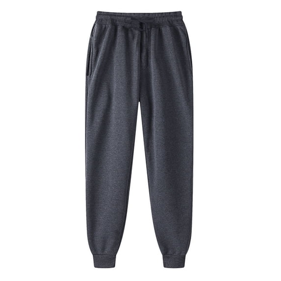 JAJAHO Mens Joggers Sweatpants Fuzzy Lining Casual Insulated Solid Color Track Workout Ankle-Tied Pants With Pocket Trendy Trousers