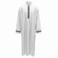 thumbnail image 1 of JAJAHO Mens Kaftan Abaya Long Robe Striped Arab Thobe Button Stand Collar Long Sleeve Loose Fit Ankle Length Robe, 1 of 7