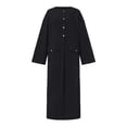 thumbnail image 1 of JAJAHO Mens Kaftan Abaya Thobe Button Down Arab Long Robe Crewneck Long Sleeve Loose Fit Ankle Length Robe With Pockets, 1 of 7