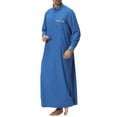 thumbnail image 1 of JAJAHO Mens Kaftan Abaya Thobe Long Sleeve Button Down Collared Pocket Ankle Length Robe Arab Traditional Clothes, 1 of 9