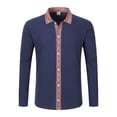 thumbnail image 1 of JAJAHO Mens Long Sleeve Button Up Shirts Ethnic Style Patchwork Casual Regular Fit Lapel Retro Fall Spring Shirt Trendy Tops, 1 of 6