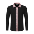thumbnail image 1 of JAJAHO Mens Long Sleeve Button Up Shirts Ethnic Style Patchwork Casual Regular Fit Lapel Retro Fall Spring Shirt Trendy Tops, 1 of 6