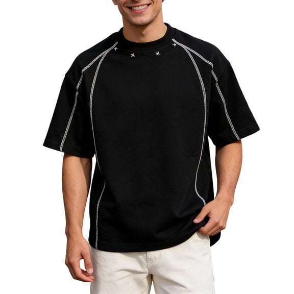 JAJAHO Mens Oversized Tee Short Sleeve Crew Neck T Shirt Summer Outdoor Casual Baggy Streetwear Versatile Tops