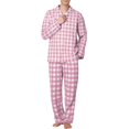 thumbnail image 1 of JAJAHO Mens Pajamas Set Matching Sleepwear Cozy Plaid Long Sleeve Button Up Lapel Shirt Loose Fit Pants Nightwear 2 Piece Outfits Stylish Home Clothes, 1 of 8