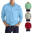 thumbnail image 1 of JAJAHO Mens Polo Shirts Long Sleeve Solid Color Relaxed Fit Turndown Collar Spring Fall Basic Top Business Wear, 1 of 8