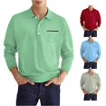 thumbnail image 1 of JAJAHO Mens Polo Shirts Long Sleeve Solid Color Relaxed Fit Turndown Collar Spring Fall Basic Top Business Wear, 1 of 8