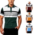 thumbnail image 1 of JAJAHO Mens Polo Shirts Short Sleeve Color Block Striped Regular Fit Summer Moisture Wicking Golf Shirts Comfy Tops, 1 of 4