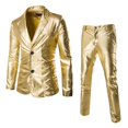 thumbnail image 1 of JAJAHO Mens Shiny Suit Set Metallic Two Piece Slim Fit Button Up Long Sleeve Suit Jacket And Pants Formal Performance Wear Cozy Outfit, 1 of 7