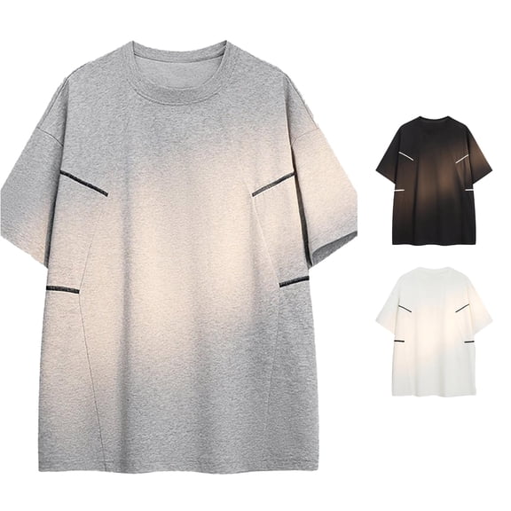 JAJAHO Mens Short Sleeve T Shirt Loose Fit Drop Shoulder Round Neck Casual Summer Lightweight Tees Versatile Tops