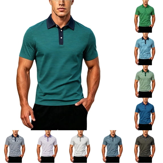 JAJAHO Mens Striped Polo Shirts Quick Dry Summer Short Sleeve Lightweight Performance Polos For Men Outdoor Golf Wear Comfy Tops