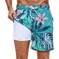 thumbnail image 1 of JAJAHO Mens Swim Trunks 2 In 1 Beach Shorts With Liner Bathing Suit Drawstring Shorts With Pockets Comfy Swimwear, 1 of 6