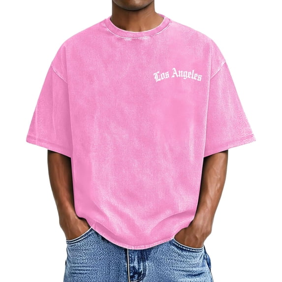 JAJAHO Mens T Shirt Short Sleeve Graphic Tee Distressed Lightweight Casual Streetwear Crewneck Loose Fit Summer Letter Shirts Stylish Tops