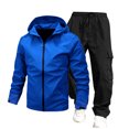 thumbnail image 1 of JAJAHO Mens Track Suits Windbreaker Jacket Pants Set 2 Piece Outfits Spring Fall Casual Lightweight Zip Up Hoodies Cargo Trousers Outdoor Sports Versatile Outfit, 1 of 3